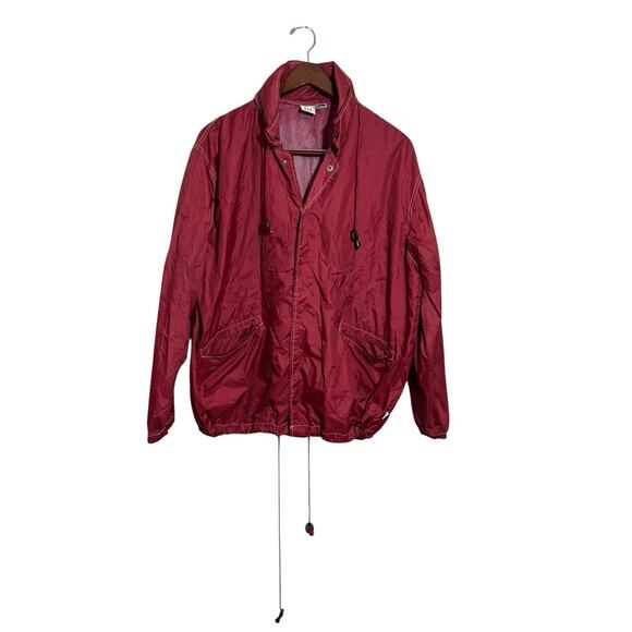 Vintage GAP Pullover Jacket Mens Medium Red Nylon Hooded Windbreaker 90s Outdoor - Picture 1 of 8